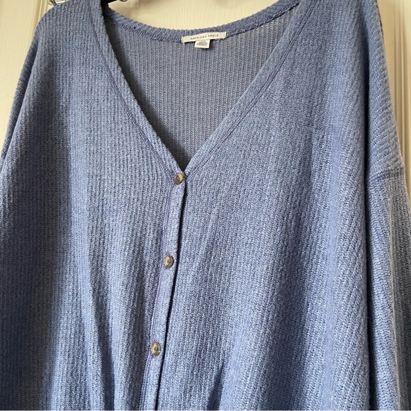 American Eagle Tie-Front Button Up Long Sleeve Cardigan Shirt - Picture 5 of 11
